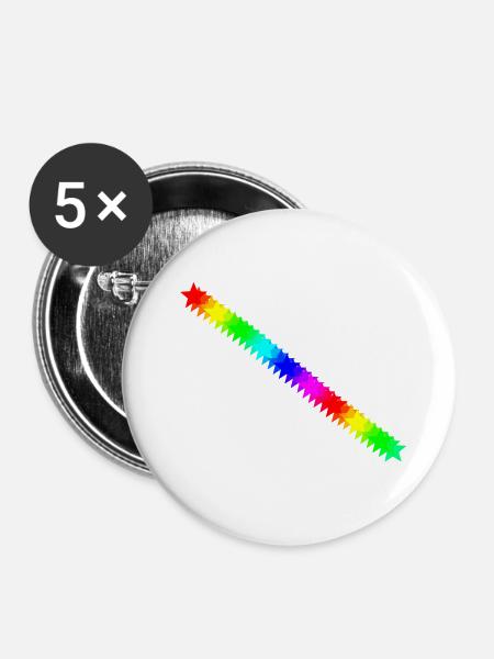 Sterne bunt Regenbogen Geschenkidee - Buttons klein 25 mm (5er Pack) - Weiß