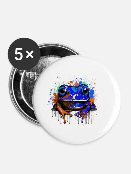 Frosch Bunt - Buttons klein 25 mm (5er Pack) - Weiß