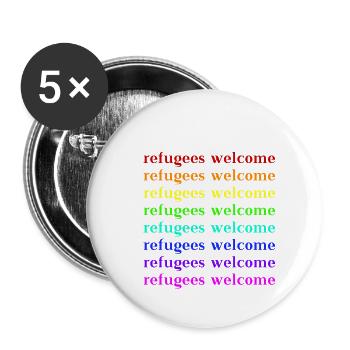 Refugees Welcome Gift Idea - Buttons small 1''/25 mm (5-pack) - white - Front