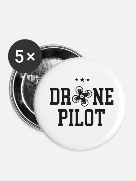 Drohnen-Pilot - Buttons klein 25 mm (5er Pack) - Weiß