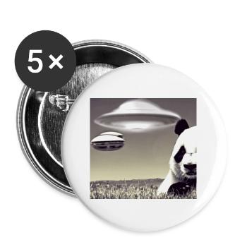 UFO,panda,retro, vintage, photo - Buttons small 1''/25 mm (5-pack) - white - Front