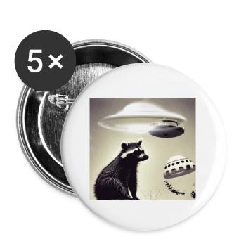 Ufo,Waschbär,retro, vintage , Foto - Buttons klein 25 mm (5er Pack) - Weiß - Vorne