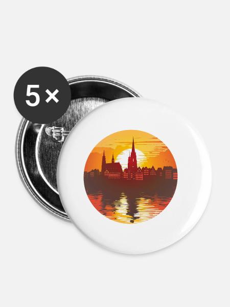Kaiserslautern Skyline - Buttons klein 25 mm (5er Pack) - Weiß