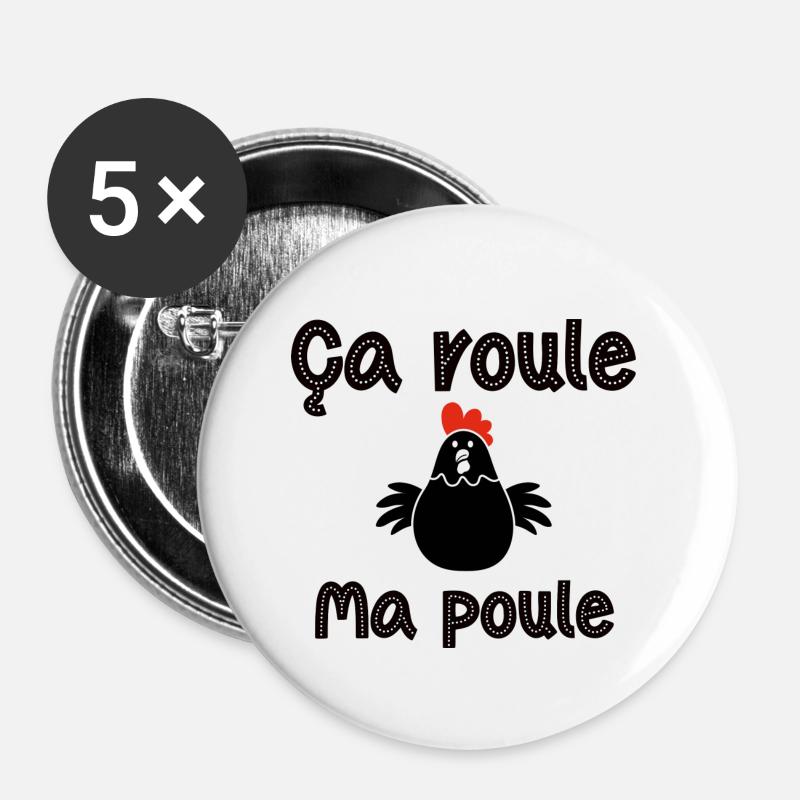 It's rolling my hen - Buttons small 1''/25 mm (5-pack) - white