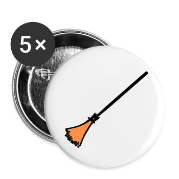 Broom, hand-drawn: cleaning lady, garbage man. - Buttons small 1''/25 mm (5-pack) - white - Front