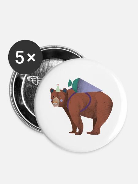 School Cones Bear - Buttons small 1''/25 mm (5-pack) - white