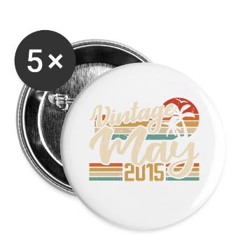 Anniversaire Vintage Mai 2015 Né(e) en Mai 2015 - Lot de 5 petits badges (25 mm) - blanc - Devant