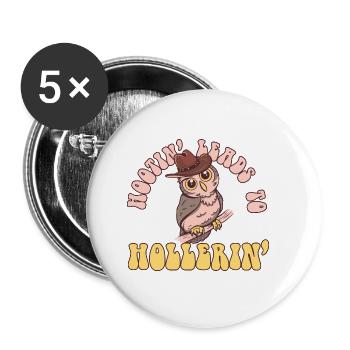 Hootin' mène à Hollerin' Funny Cowboy - Lot de 5 petits badges (25 mm) - blanc - Devant