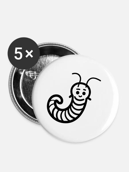 Raupe - Buttons klein 25 mm (5er Pack) - Weiß