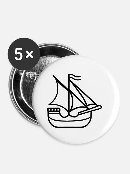 Piratenschiff - Buttons klein 25 mm (5er Pack) - Weiß