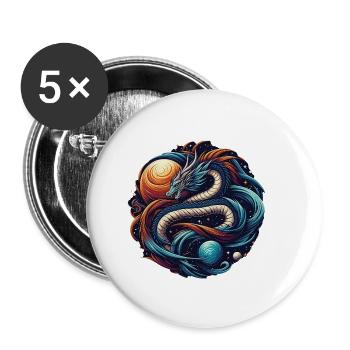 Œuvre d’art du dragon cosmique mystique - Lot de 5 petits badges (25 mm) - blanc - Devant