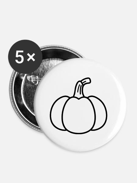 Kürbis - Buttons klein 25 mm (5er Pack) - Weiß
