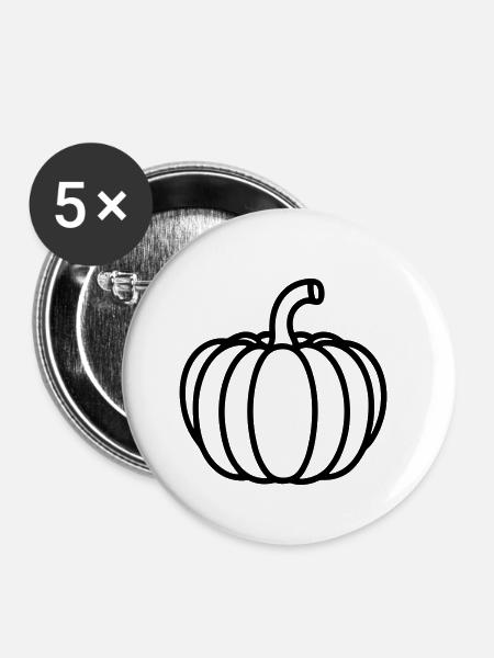 Kürbis - Buttons klein 25 mm (5er Pack) - Weiß