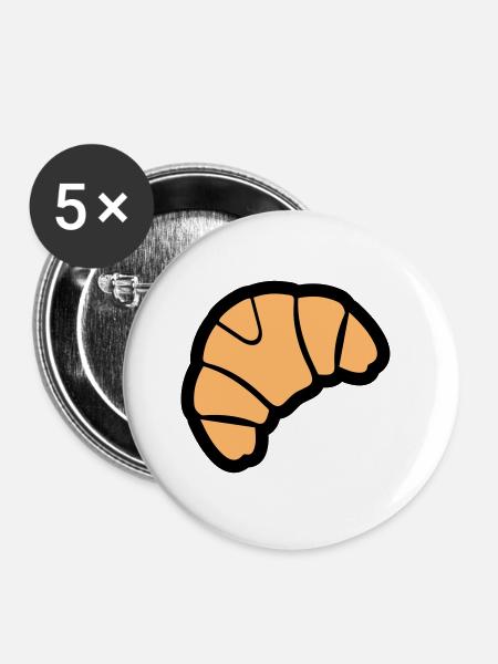 Croissant Bäcker - Buttons klein 25 mm (5er Pack) - Weiß