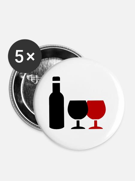 Wein Icon - Buttons klein 25 mm (5er Pack) - Weiß