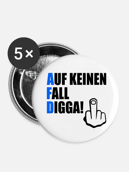 auf keinen fall digga - Buttons klein 25 mm (5er Pack) - Weiß