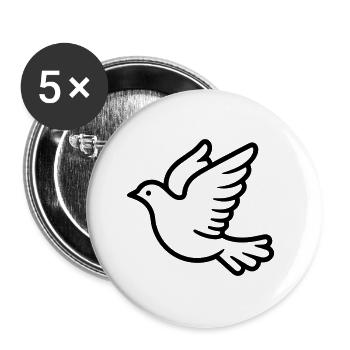 Taube - Buttons klein 25 mm (5er Pack) - Weiß - Vorne