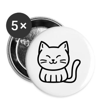 Kitten - Buttons small 1''/25 mm (5-pack) - white - Front