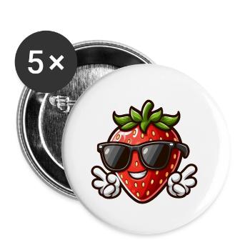Cool fraise paix fruité design d’été - Lot de 5 petits badges (25 mm) - blanc - Devant