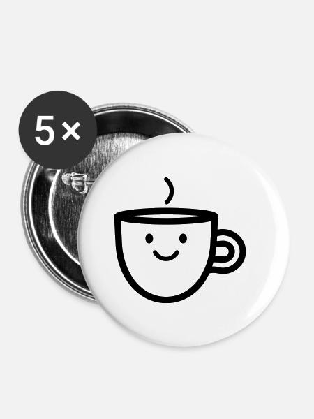 Kaffeebecher - Buttons klein 25 mm (5er Pack) - Weiß
