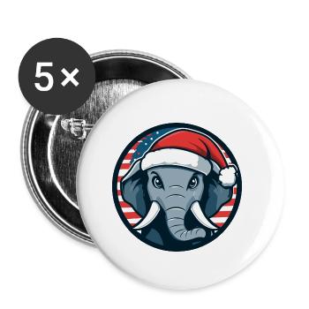 Elefant Weihnachten Tier - Buttons klein 25 mm (5er Pack) - Weiß - Vorne