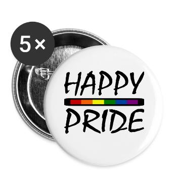 Happy pride - Lot de 5 petits badges (25 mm) - blanc - Devant