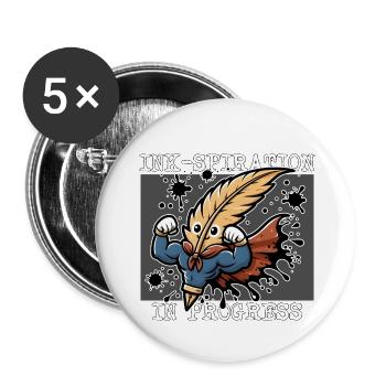 INK-INSPIRATION IN PROGRESS - Buttons small 1''/25 mm (5-pack) - white - Front