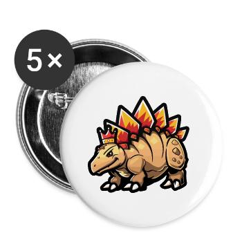 Couronne de dessin animé de stégosaure de dinosaure - Lot de 5 petits badges (25 mm) - blanc - Devant