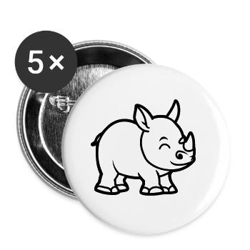 Nashorn - Buttons klein 25 mm (5er Pack) - Weiß - Vorne
