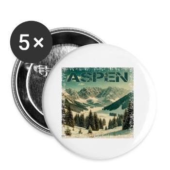 Aspen Ski Snowboard Vintage Winter Getaway - Buttons small 1''/25 mm (5-pack) - white - Front