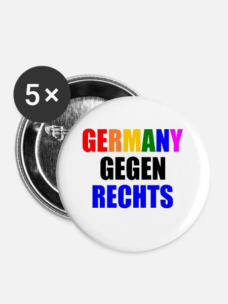 Germany gegen rechts - Buttons klein 25 mm (5er Pack) - Weiß