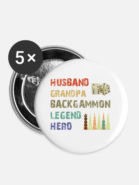 Backgammon Spiel - Buttons klein 25 mm (5er Pack) - Weiß