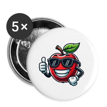 Cool Apple Fruit with Sunglasses - Buttons small 1''/25 mm (5-pack) - white - Front