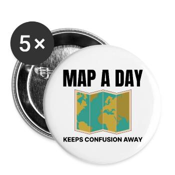 World Map GIS Cartography Earth Geography - Buttons small 1''/25 mm (5-pack) - white - Front