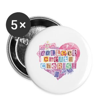 COLLECT CREATE CHERISH – Scrapbooking & Junk Journ - Buttons klein 25 mm (5er Pack) - Weiß - Vorne