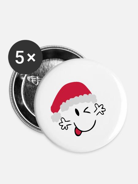 Santa Claus - Buttons klein 25 mm (5er Pack) - Weiß