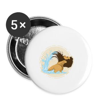Bart Welle - lustiges Geschenk für Männer mit Bart - Buttons klein 25 mm (5er Pack) - Weiß - Vorne