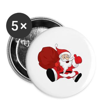 Santa Claus - Buttons small 1''/25 mm (5-pack) - white - Front