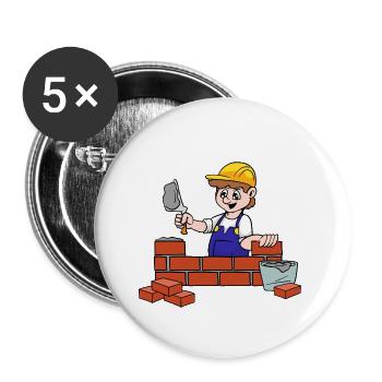 Bricklayer - Buttons small 1''/25 mm (5-pack) - white - Front