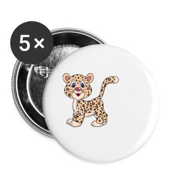 Retro Vintage Grunge Style Leopard - Buttons small 1''/25 mm (5-pack) - white - Front