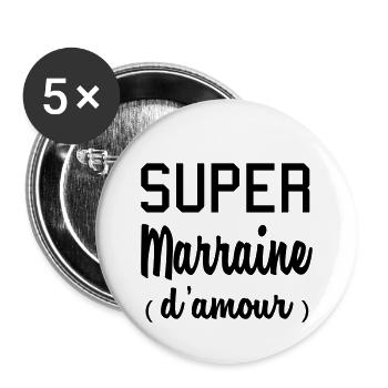 Super-Patin der Liebe - Buttons klein 25 mm (5er Pack) - Weiß - Vorne