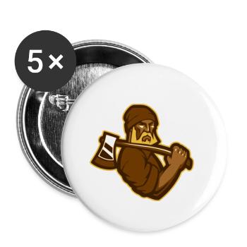 Forestier à la hache brune - Lot de 5 petits badges (25 mm) - blanc - Devant