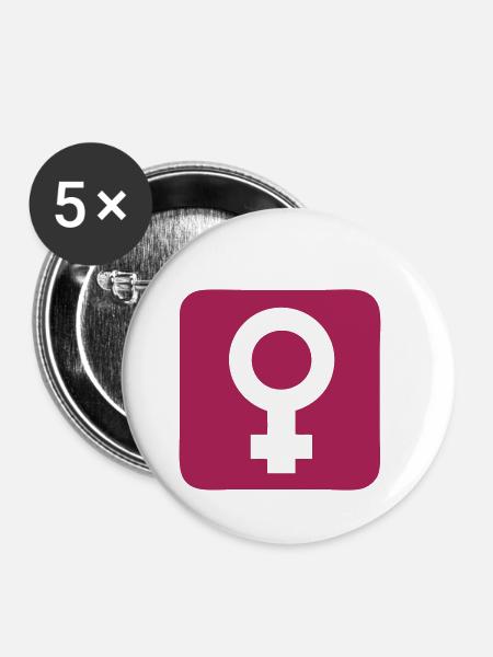 Frauensymbol 206 - Buttons klein 25 mm (5er Pack) - Weiß