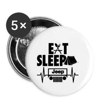 Mangez des jeeps Sleep - Lot de 5 petits badges (25 mm) - blanc - Devant