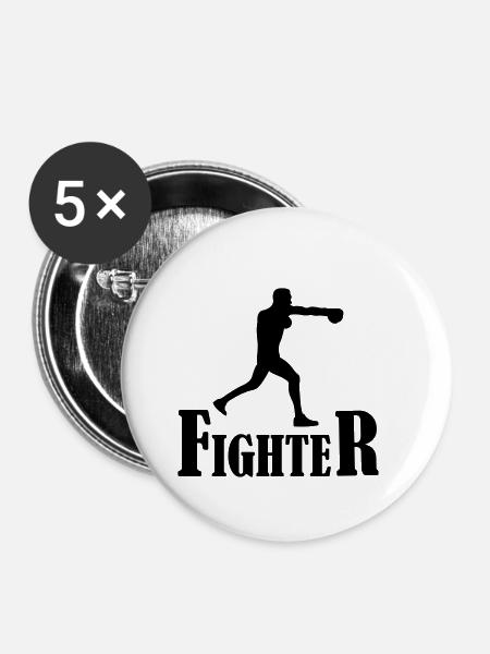 fighter boxer - Buttons klein 25 mm (5er Pack) - Weiß