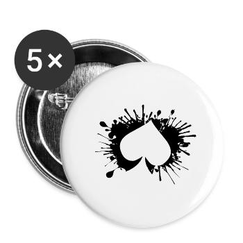 Poker Cartes de poker As de pique - Lot de 5 petits badges (25 mm) - blanc - Devant