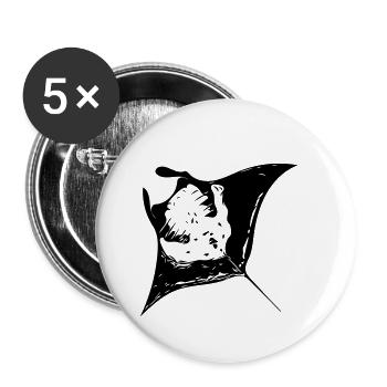 Raie manta - rayons du diable - Lot de 5 petits badges (25 mm) - blanc - Devant