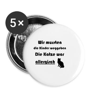 Katzen Spruch Allergie - Buttons klein 25 mm (5er Pack) - Weiß - Vorne