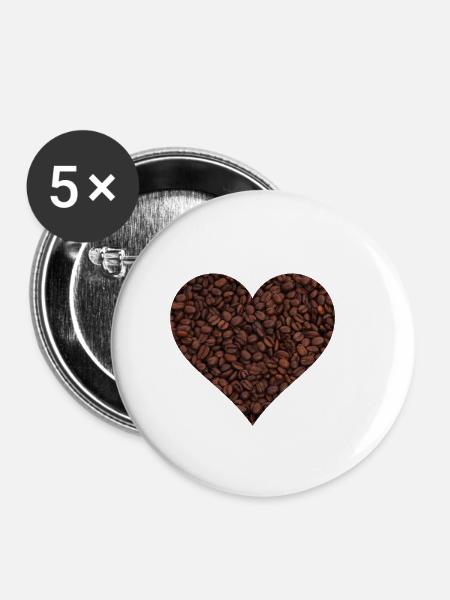Kaffee Liebe - Buttons klein 25 mm (5er Pack) - Weiß