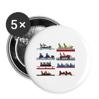 Voitures de montagnes russes Portaventura - Lot de 5 petits badges (25 mm) - blanc - Devant